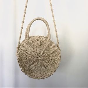Woven Rattan Circle Bag